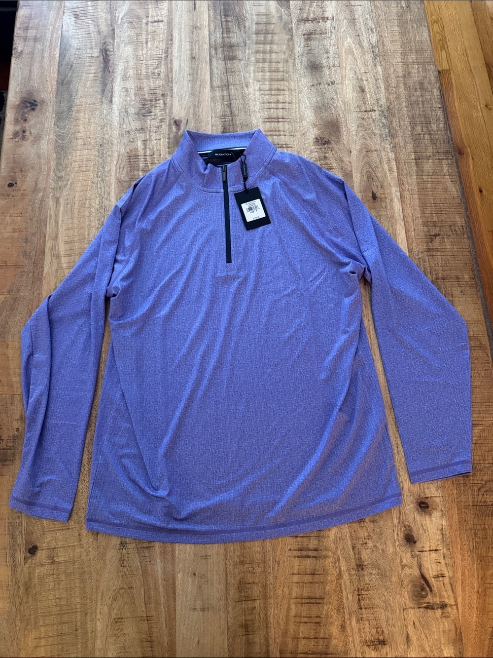 Bugatchi Performance Long-Sleeve Quarter-Zip Shirt - heathered Purple NEW NWT